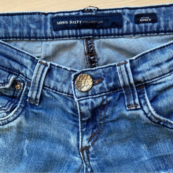 Miss Sixty jeans Style Shock ripped destroyed denim low rise slim straight 28 - Picture 11 of 12